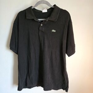 Lacoste Collared Polo Shirt Mens Size 8 3XL Black READ Flaws